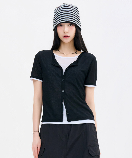 CHASECULT(チェイスカルト)の「レディーススラブレイヤード半袖Tシャツ-FBRG5865D03(Tシャツ/カットソー・レディース・ブラック・90/85)」の2枚目の写真