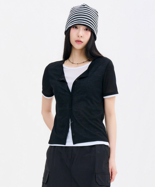 CHASECULT(チェイスカルト)の「レディーススラブレイヤード半袖Tシャツ-FBRG5865D03(Tシャツ/カットソー・レディース・ブラック・90/85)」の3枚目の写真