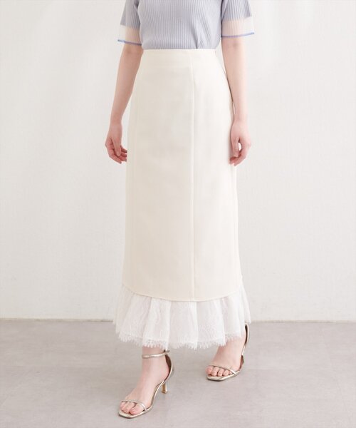 natural couture(ナチュラルクチュール)の「レースレイヤードスカート(スカート・レディース・ベージュ/オフホワイト/ブラック・MEDIUM/LARGE)」の2枚目の写真