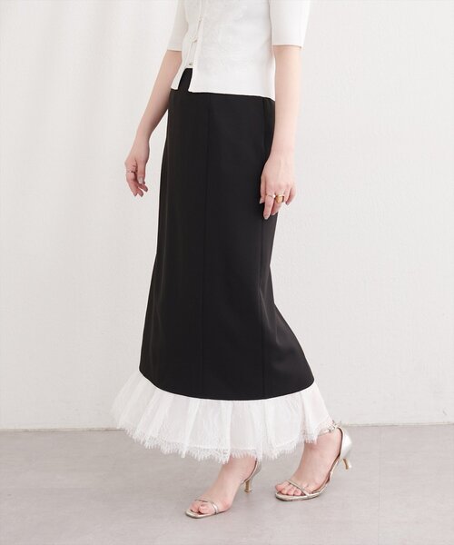 natural couture(ナチュラルクチュール)の「レースレイヤードスカート(スカート・レディース・ベージュ/オフホワイト/ブラック・MEDIUM/LARGE)」の3枚目の写真