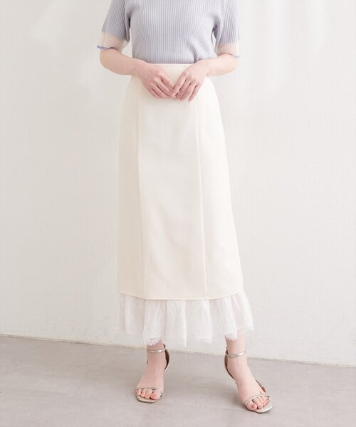 natural couture(ナチュラルクチュール)の「レースレイヤードスカート(スカート・レディース・ベージュ/オフホワイト/ブラック・MEDIUM/LARGE)」の4枚目の写真