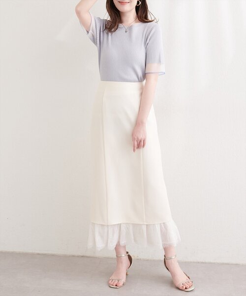 natural couture(ナチュラルクチュール)の「レースレイヤードスカート(スカート・レディース・ベージュ/オフホワイト/ブラック・MEDIUM/LARGE)」の6枚目の写真