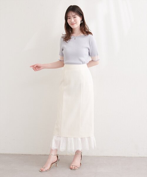 natural couture(ナチュラルクチュール)の「レースレイヤードスカート(スカート・レディース・ベージュ/オフホワイト/ブラック・MEDIUM/LARGE)」の7枚目の写真