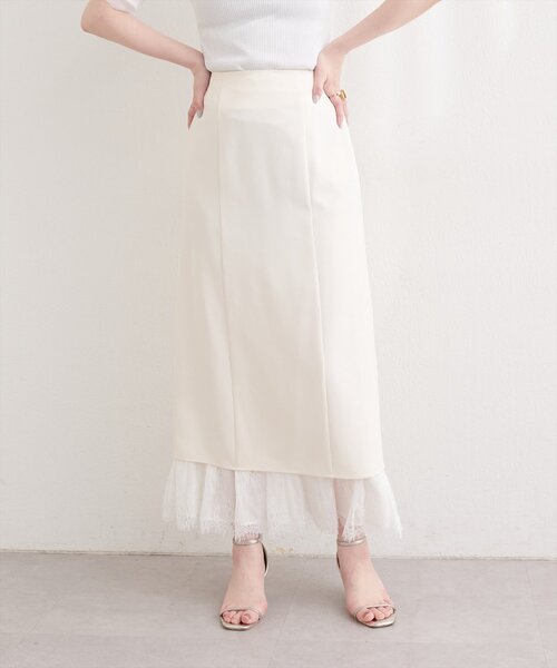natural couture(ナチュラルクチュール)の「レースレイヤードスカート(スカート・レディース・ベージュ/オフホワイト/ブラック・MEDIUM/LARGE)」の9枚目の写真