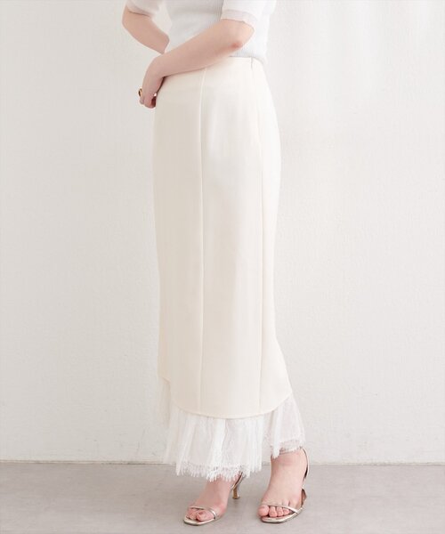 natural couture(ナチュラルクチュール)の「レースレイヤードスカート(スカート・レディース・ベージュ/オフホワイト/ブラック・MEDIUM/LARGE)」の10枚目の写真
