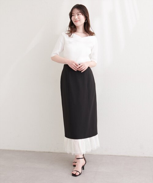 natural couture(ナチュラルクチュール)の「レースレイヤードスカート(スカート・レディース・ベージュ/オフホワイト/ブラック・MEDIUM/LARGE)」の18枚目の写真