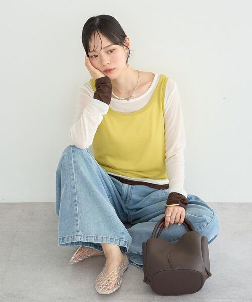 earth music&ecology(アースミュージックアンドエコロジー)の「チューリップバッグ(ハンドバッグ・レディース・ブラウン/グリーン/オレンジ・FREE)」の22枚目の写真