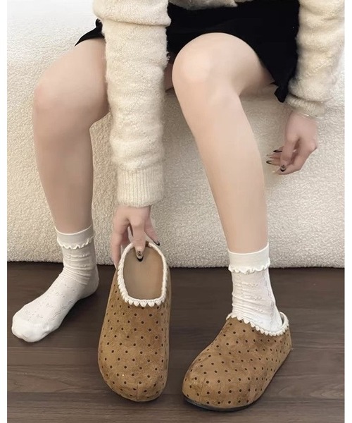 inst.ALL(インストール)の「ドット柄レースクロッグ(サンダル・レディース・キャメル/ブラウン/ブラック・24.0cm/23.5cm/24.5cm)」の1枚目の写真