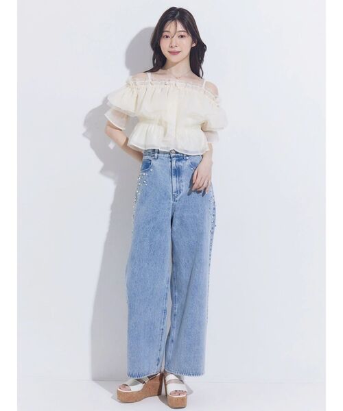 MERCURYDUO(マーキュリーデュオ)の「パールビジューデニム(デニムパンツ・レディース・インディゴブルー/ブルー・MEDIUM/SMALL)」の18枚目の写真