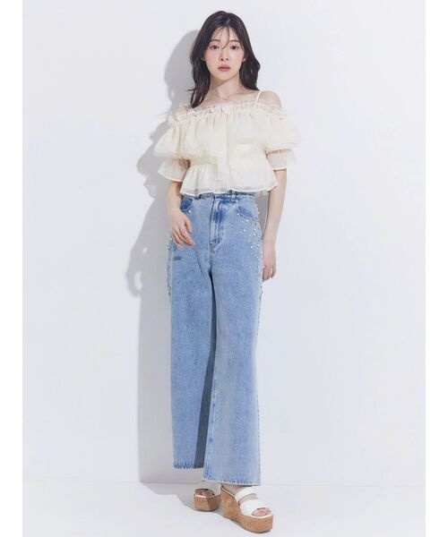 MERCURYDUO(マーキュリーデュオ)の「パールビジューデニム(デニムパンツ・レディース・インディゴブルー/ブルー・MEDIUM/SMALL)」の19枚目の写真