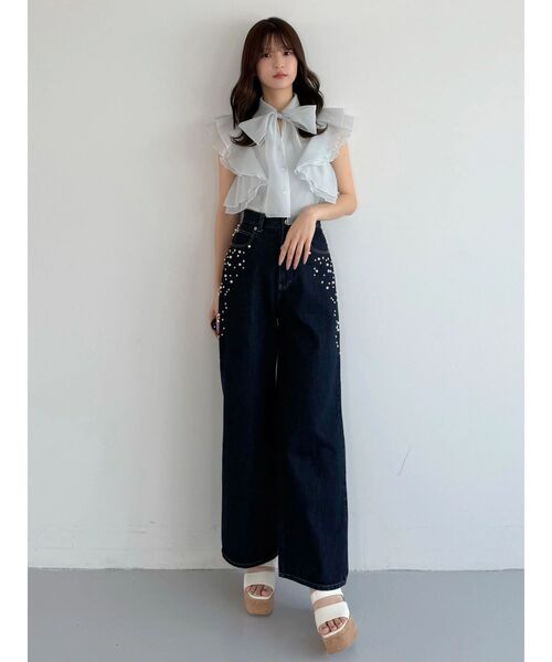 MERCURYDUO(マーキュリーデュオ)の「パールビジューデニム(デニムパンツ・レディース・インディゴブルー/ブルー・MEDIUM/SMALL)」の19枚目の写真