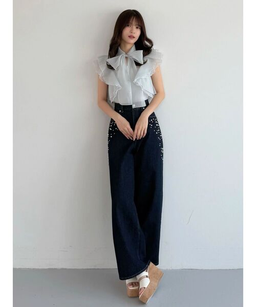 MERCURYDUO(マーキュリーデュオ)の「パールビジューデニム(デニムパンツ・レディース・インディゴブルー/ブルー・MEDIUM/SMALL)」の20枚目の写真