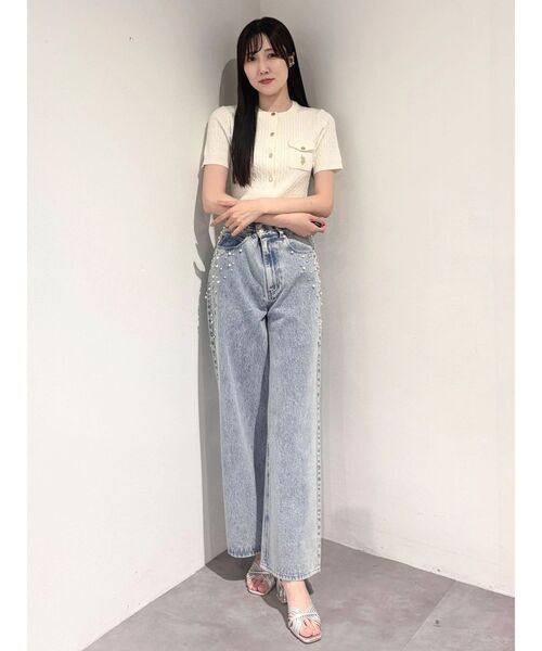 MERCURYDUO(マーキュリーデュオ)の「パールビジューデニム(デニムパンツ・レディース・インディゴブルー/ブルー・MEDIUM/SMALL)」の17枚目の写真