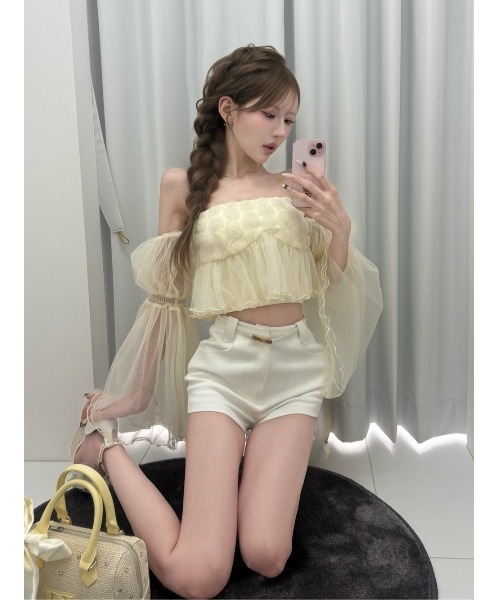 Darich（ダーリッチ）の「ボリュームスリーブローズチュールベアトップ