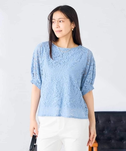 a.v.v(アーヴェヴェ)の「レースドルマンカットソー(Tシャツ/カットソー・レディース・ホワイト/ブルー・38/40)」の8枚目の写真