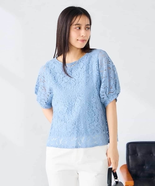 a.v.v(アーヴェヴェ)の「レースドルマンカットソー(Tシャツ/カットソー・レディース・ホワイト/ブルー・38/40)」の9枚目の写真