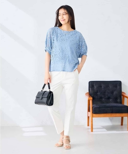 a.v.v(アーヴェヴェ)の「レースドルマンカットソー(Tシャツ/カットソー・レディース・ホワイト/ブルー・38/40)」の10枚目の写真