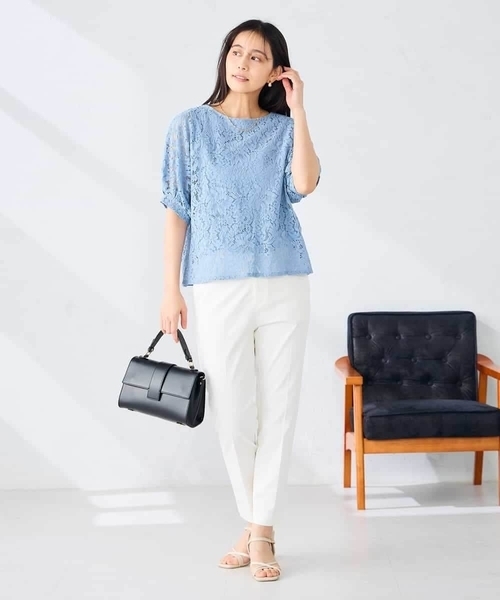 a.v.v(アーヴェヴェ)の「レースドルマンカットソー(Tシャツ/カットソー・レディース・ホワイト/ブルー・38/40)」の12枚目の写真