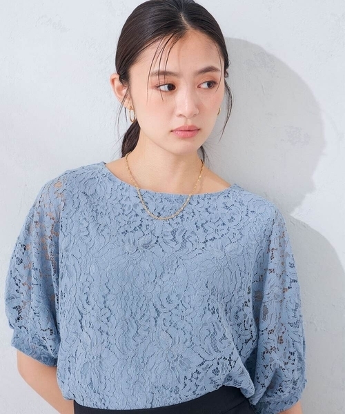 a.v.v(アーヴェヴェ)の「レースドルマンカットソー(Tシャツ/カットソー・レディース・ホワイト/ブルー・38/40)」の16枚目の写真