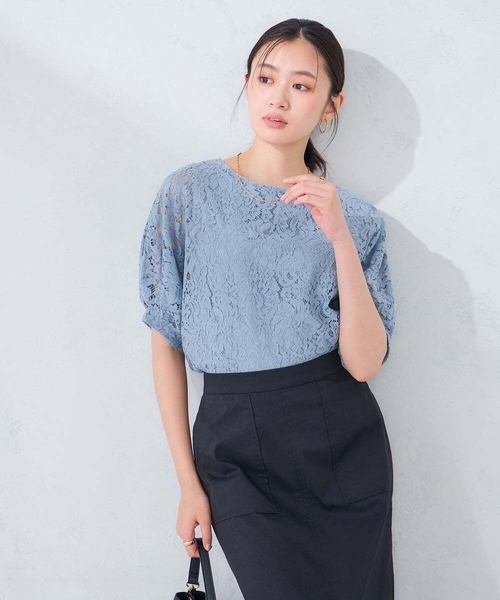 a.v.v(アーヴェヴェ)の「レースドルマンカットソー(Tシャツ/カットソー・レディース・ホワイト/ブルー・38/40)」の18枚目の写真