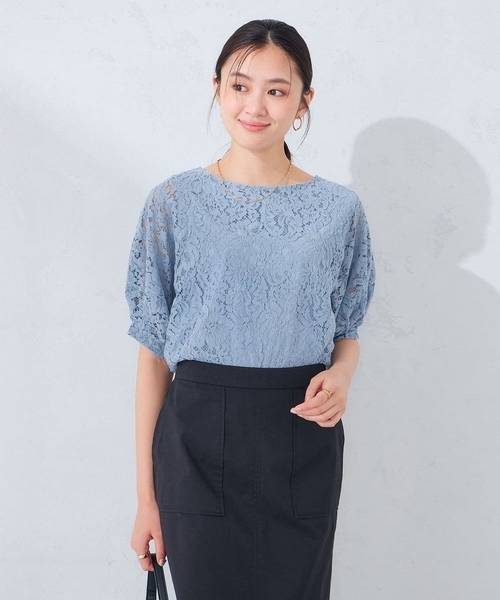 a.v.v(アーヴェヴェ)の「レースドルマンカットソー(Tシャツ/カットソー・レディース・ホワイト/ブルー・38/40)」の19枚目の写真