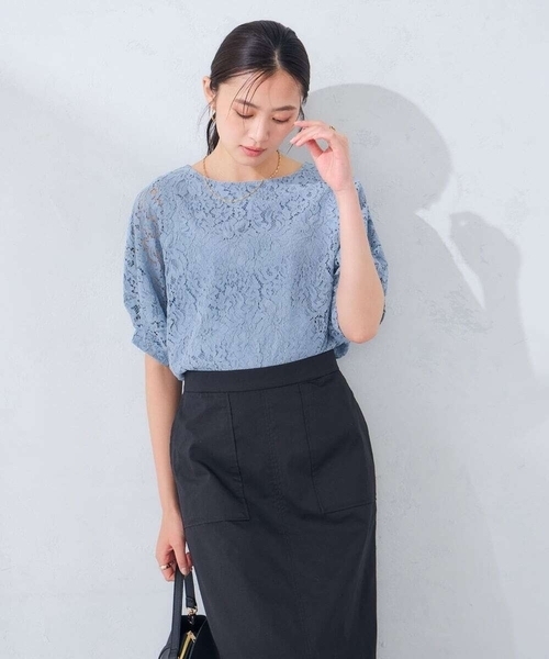 a.v.v(アーヴェヴェ)の「レースドルマンカットソー(Tシャツ/カットソー・レディース・ホワイト/ブルー・38/40)」の20枚目の写真