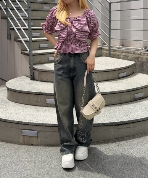 continuer de NICE CLAUP（コンティニューデナイスクラップ）の「プリーツリボン付半袖ブラウス（シャツ/ブラウス・レディース・ホワイト系その他/レッド系その他/ブルー系その他/ブラック系その他・FREE）」の13枚目の写真