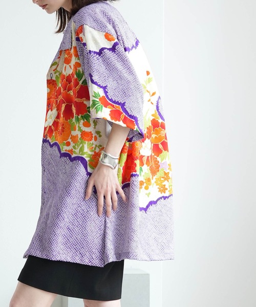 utatane(ウタタネ)の「着物リメイク maison utatane シャツ/ブラウス 紫苑の咲き零れ(シャツ/ブラウス・レディース・パープル・FREE)」の9枚目の写真