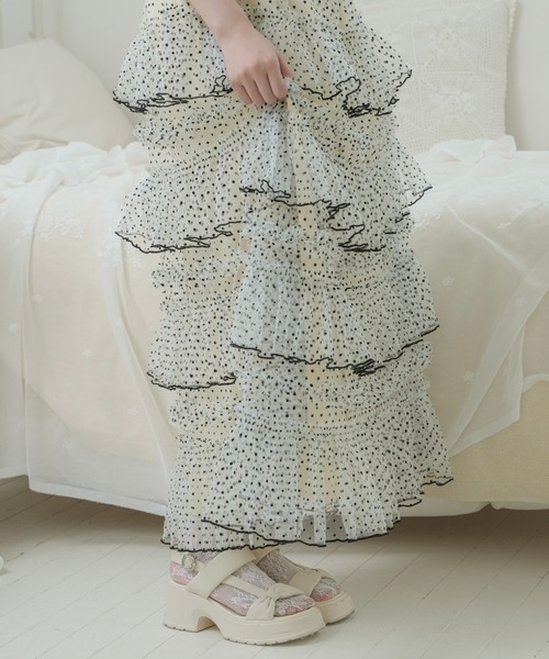 kutir(クティール)の「【クティールとレトロ】ボリュームメロードットチュールスカート(スカート・レディース・オフホワイト/ブルー/レッド・FREE)」の13枚目の写真