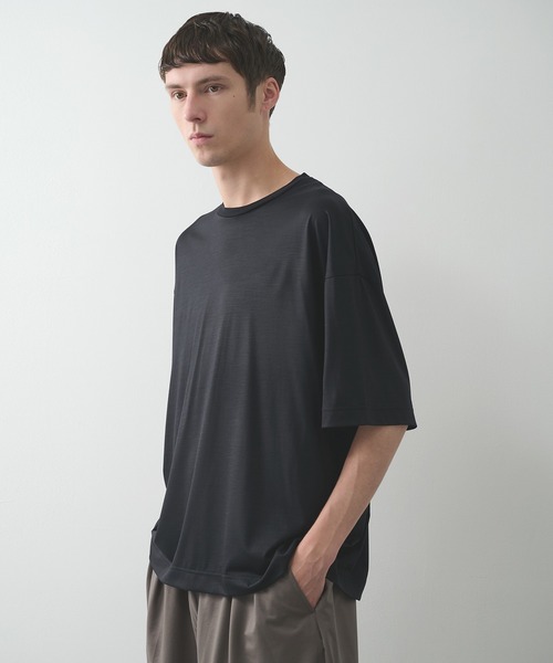 KANEMASA PHIL.（カネマサフィル）の「【KANEMASA PHIL.】36G Wool SS Tee（Tシャツ/カットソー・メンズ・ブラック/ベージュ・M/L）」の2枚目の写真