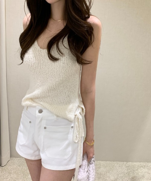 FAVORITO（ファヴォリート）の「リボンノースリーブニット（ニット/セーター・レディース・ベージュ/オフホワイト/ブルーグレー・F）」の8枚目の写真