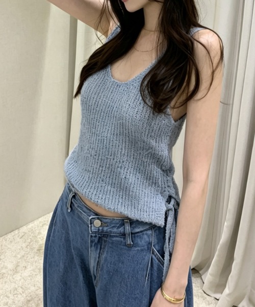FAVORITO（ファヴォリート）の「リボンノースリーブニット（ニット/セーター・レディース・ベージュ/オフホワイト/ブルーグレー・F）」の19枚目の写真