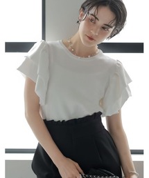 [2026 SUMMER COLLECTION][MEISM by Re:EDIT][涼感][洗える]フリルスリーブサマーニットトップス