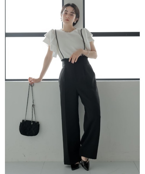 MEISM（ミズム）の「[2026 SUMMER COLLECTION][MEISM by Re:EDIT][涼感][洗える]フリルスリーブサマーニットトップス（ニット/セーター・レディース・ブラック/ホワイト・LARGE/MEDIUM）」の14枚目の写真
