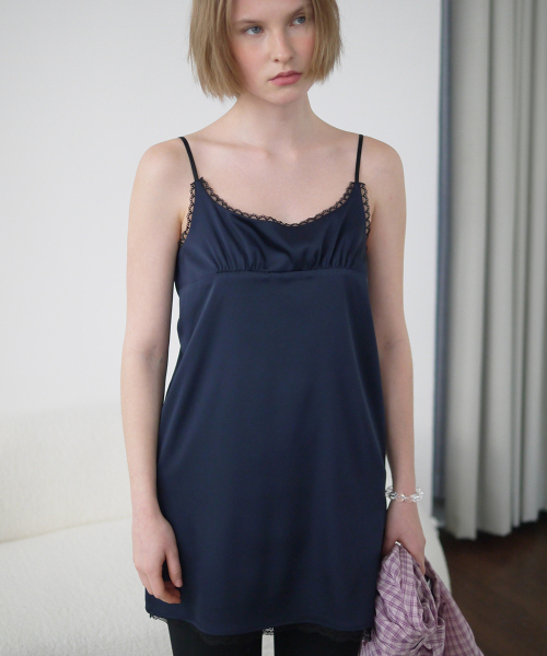 AFTERHOURS（アフターアワーズ）の「LACE SLIP MINI DRESS (NAVY)（ワンピース・レディース・ネイビー・FREE）」の2枚目の写真