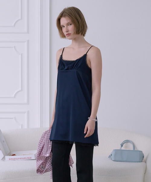 AFTERHOURS（アフターアワーズ）の「LACE SLIP MINI DRESS (NAVY)（ワンピース・レディース・ネイビー・FREE）」の4枚目の写真
