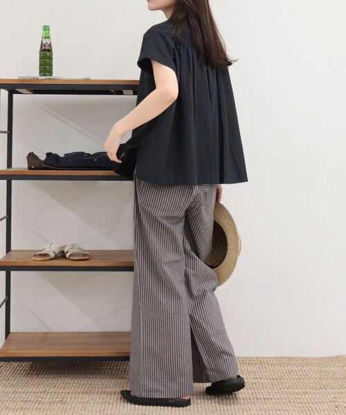 GEVACO（ゲバコ）の「【GEVACO/ゲバコ】バンドカラーフレンチスリーブシャツ（シャツ/ブラウス・レディース・レッド/グリーン/ブラック/オフホワイト・38）」の13枚目の写真