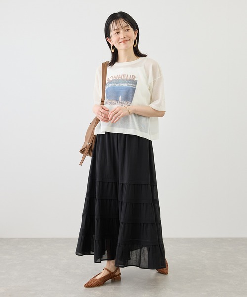 ROPE' PICNIC（ロペピクニック）の「フォトプリントニットTシャツ（ニット/セーター・レディース・クリーム/キナリ・FREE）」の5枚目の写真