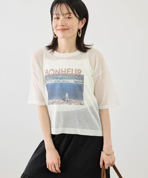 ROPE' PICNIC（ロペピクニック）の「フォトプリントニットTシャツ（ニット/セーター・レディース・クリーム/キナリ・FREE）」の7枚目の写真