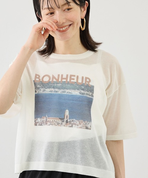ROPE' PICNIC（ロペピクニック）の「フォトプリントニットTシャツ（ニット/セーター・レディース・クリーム/キナリ・FREE）」の8枚目の写真