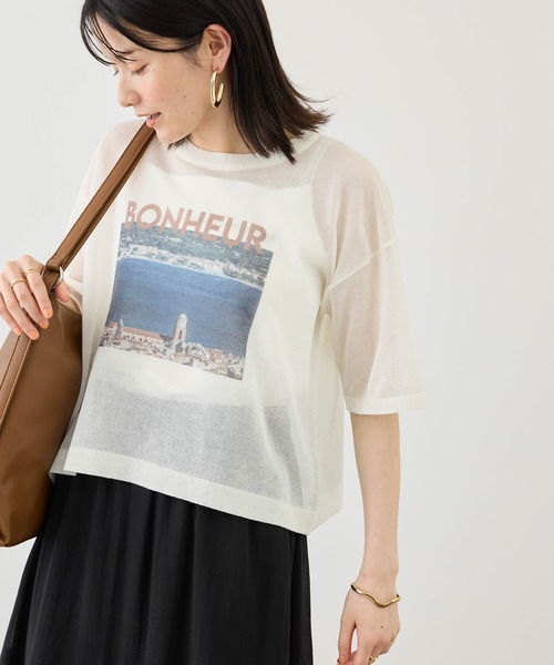 ROPE' PICNIC（ロペピクニック）の「フォトプリントニットTシャツ（ニット/セーター・レディース・クリーム/キナリ・FREE）」の9枚目の写真