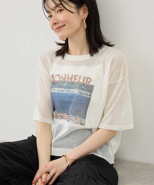 ROPE' PICNIC（ロペピクニック）の「フォトプリントニットTシャツ（ニット/セーター・レディース・クリーム/キナリ・FREE）」の10枚目の写真