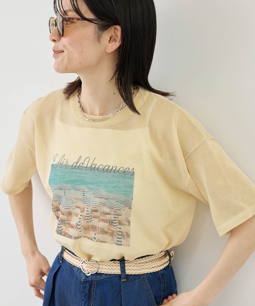 ROPE' PICNIC（ロペピクニック）の「フォトプリントニットTシャツ（ニット/セーター・レディース・クリーム/キナリ・FREE）」の17枚目の写真