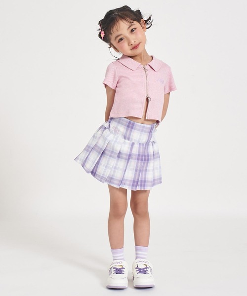 ANAP kids(アナップキッズ)の「チャーム付 サイドハートボタン プリーツスカート(スカート・キッズ・ラベンダー/ライトブルー/ピンク・110/130/120)」の10枚目の写真
