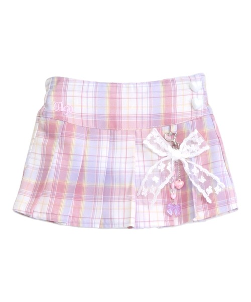 ANAP kids(アナップキッズ)の「チャーム付 サイドハートボタン プリーツスカート(スカート・キッズ・ラベンダー/ライトブルー/ピンク・110/130/120)」の4枚目の写真