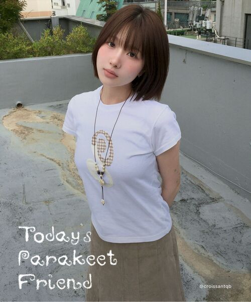 PARAKEET(パラキート)の「アプリケロゴT(ホワイト)(Tシャツ/カットソー・レディース・ホワイト・OS)」の8枚目の写真