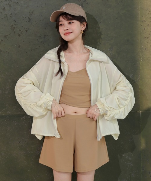 TeddyShop(テディショップ)の「【UVカット率99%以上/接触・急速冷感/ドローコード調節可/2WAYスタンドネック/軽量】長袖 ラッシュガード パーカー レディース(ラッシュガード・レディース・カーキ/クリーム/モカ/ブラック・S/L/M)」の22枚目の写真