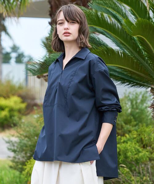 DRESSTERIOR（ドレステリア）の「【接触冷感/UVカット/着回し】スキッパーブラウス（シャツ/ブラウス・レディース・ネイビー/オフホワイト/ブルー系その他4・34/36/38）」の7枚目の写真
