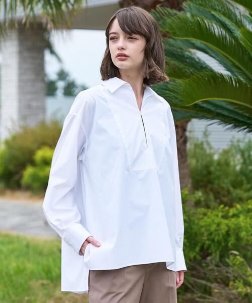DRESSTERIOR（ドレステリア）の「【接触冷感/UVカット/着回し】スキッパーブラウス（シャツ/ブラウス・レディース・ネイビー/オフホワイト/ブルー系その他4・34/36/38）」の13枚目の写真