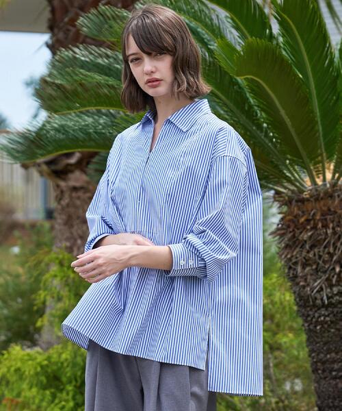 DRESSTERIOR（ドレステリア）の「【接触冷感/UVカット/着回し】スキッパーブラウス（シャツ/ブラウス・レディース・ネイビー/オフホワイト/ブルー系その他4・34/36/38）」の19枚目の写真